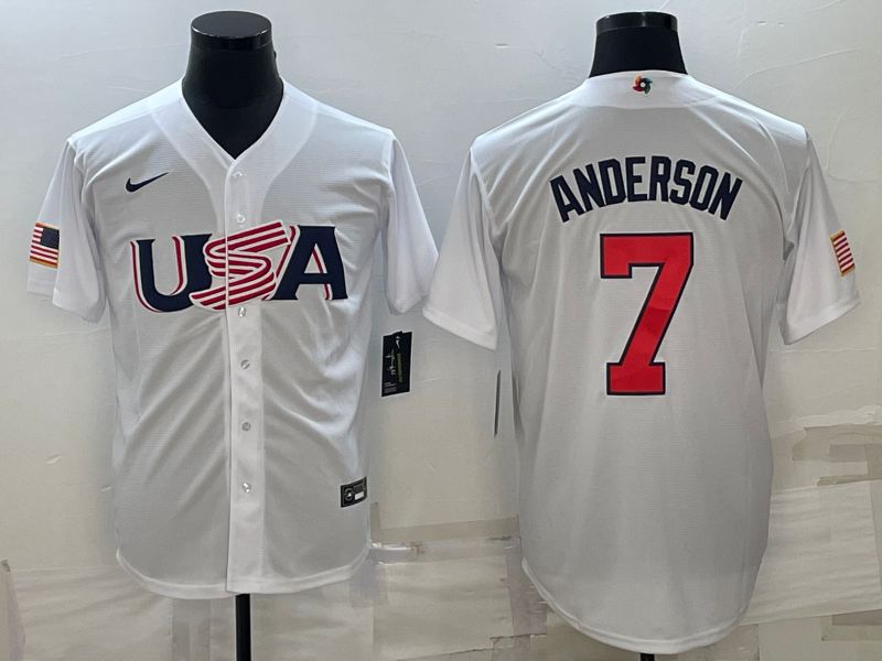 Men 2023 World Cub USA #7 Anderson White Nike MLB Jersey7->more jerseys->MLB Jersey